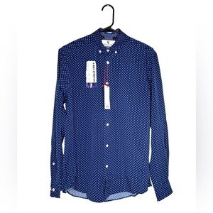 International Report Men’s Navy Stretch Long Sleeve Button Down Modern Fit Small